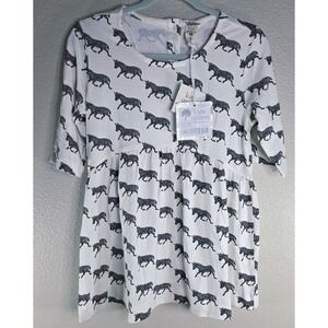 Kate Quinn Zebra Print Bamboo Asymmetrical Peplum Top 9/10Y NWT